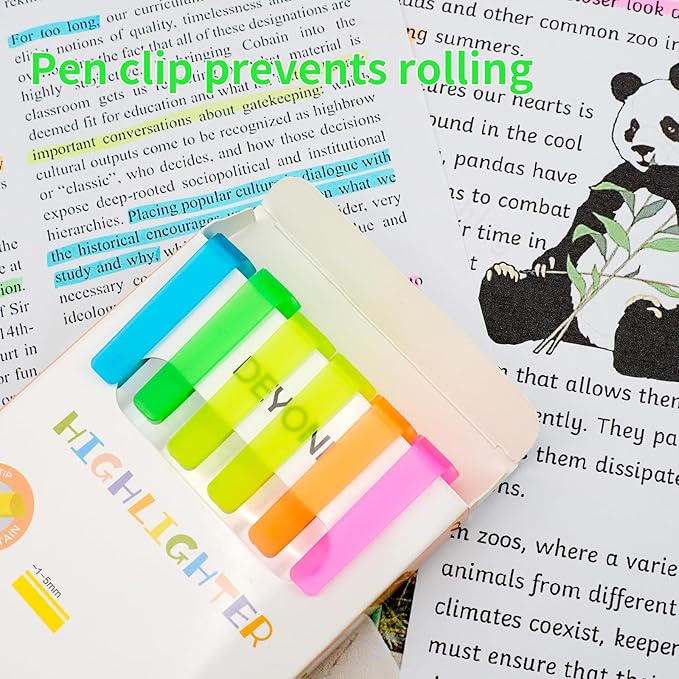 6 Pack Bright Cute Highlighters Set, 5 Fluorescent Colors,2pcs of yellow,Chisel Tip, No Bleed Bible, Quick Dry Ideal Highlighter Set great for Organizing And Coloring School Supplies