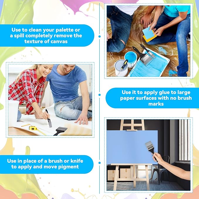 Outus 2 Pieces Silicone Painting Brush Color Shapers for Painting Color Shaper Tool Pointed Edged Solid Flat Flexible and Water Based Drawing Tool for Move Remove Acrylic Paints(1 Inch, 3 Inch)