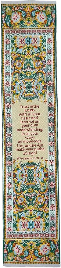 Logos Bookmark -Proverbs 3:5-6 - Yellow, Christian, Cloth Carpet Bookmark