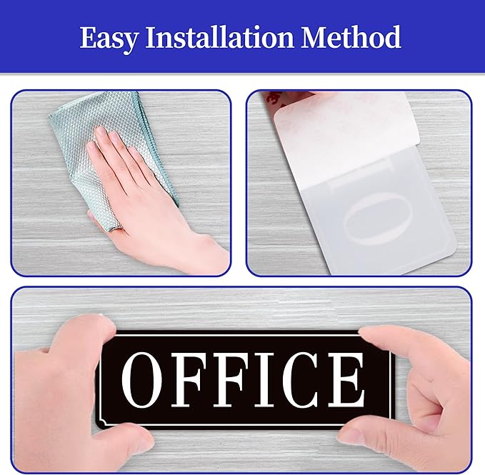 The Office Door Sign for Home and Business，Self-Adhesive Waterproof and Fade-Resistant Modern Office Sign Sticker for House，Business，Door, Window（Black）