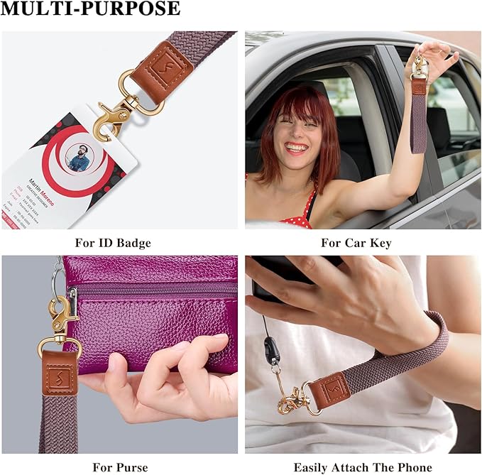 Fishent Stretchy Wristlet Keychain,Braided Cute Wrist Lanyards for Keys, Key Chain Holder for Women Men, Wrist Strap Keychain for Car Keys Phone Camera Wallet ID Badges Card（Smoky Violet）