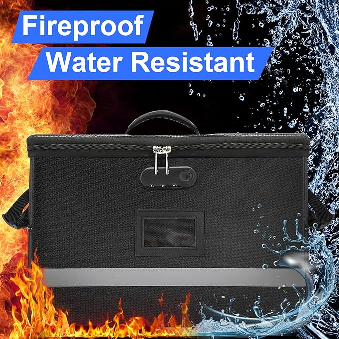 File Organizer, Fireproof File Box with Lids, Important Document Organizer Box with Lock, Portable File Folder Organizer with Handle
