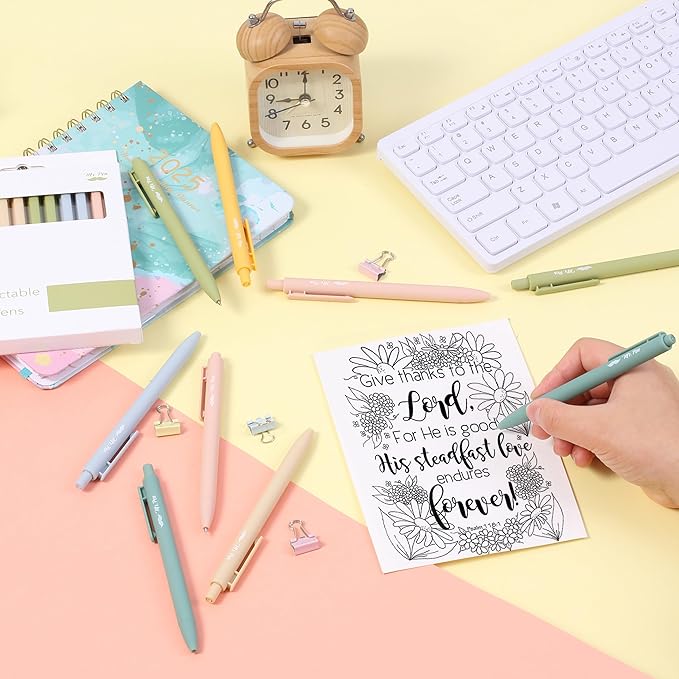 Mr. Pen- Retractable Gel Pens, 12Pack, Black Ink, Natural Vintage Color Barrel Gel Pens, Gel Pens Fine Point 0.5mm, Retractable Pens, Cute Pens, Gel Ink Pens, Aesthetic Pens for Journaling