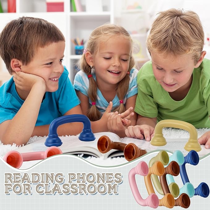 Shappy Bulk Whisper Reading Phones 24 Pcs Whisper Auditory Feedback Phone Classroom Manipulative Hear Myself Sound Speech Therapy Tool for Kids Accelerate Reading Fluency Pronunciation(Morandi Color)