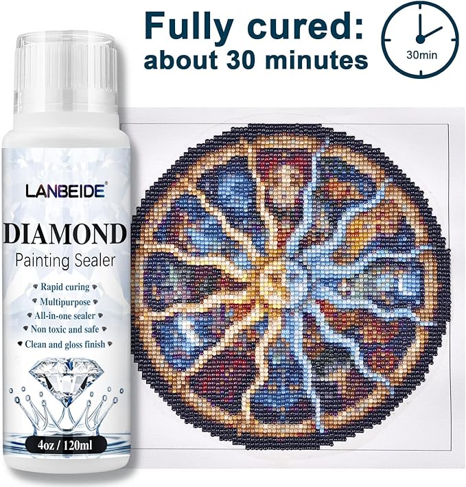 LANBEIDE Diamond Sealer 120ML, 5D Diamond Glue Permanent Hold & Shine Effect Sealer for Painting & Puzzle Glue (4 OZ)