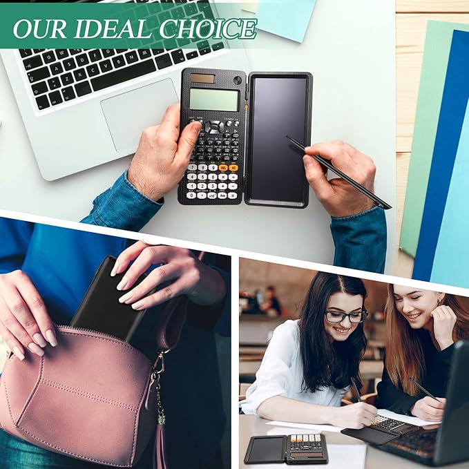 Scientific Calculators with LCD Writing Tablet Math Calculator for School Solar Powered Calculator Small Calculator with Notepad for Middle High School Student(991ES, 417 Functions)