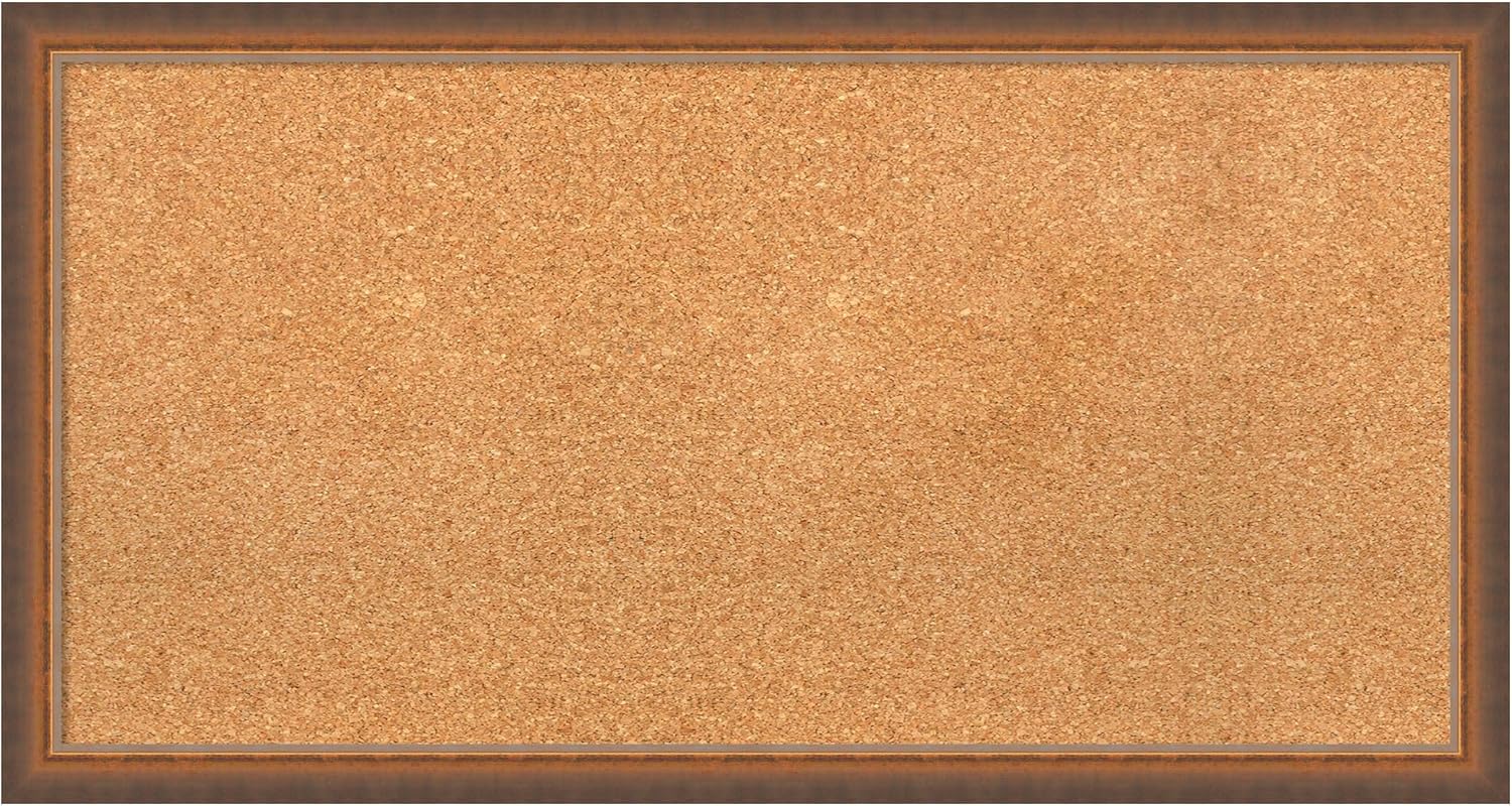 Amanti Art Natural Cork Board for Wall, 18x34 Vision Board with Bronze Frame, Medium Corkboard Office Decor for Home Organization, Modern Corkboard Pinboard to Display Items for Home Organization in