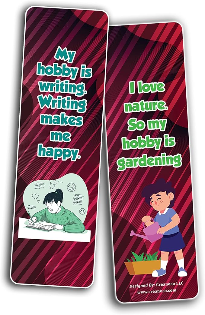 Creanoso My Hobbies Bookmarks (2-Sets X 6 Cards) – Daily Inspirational Card Set – Interesting Book Page Clippers – Great Gifts for Adults and Professionals