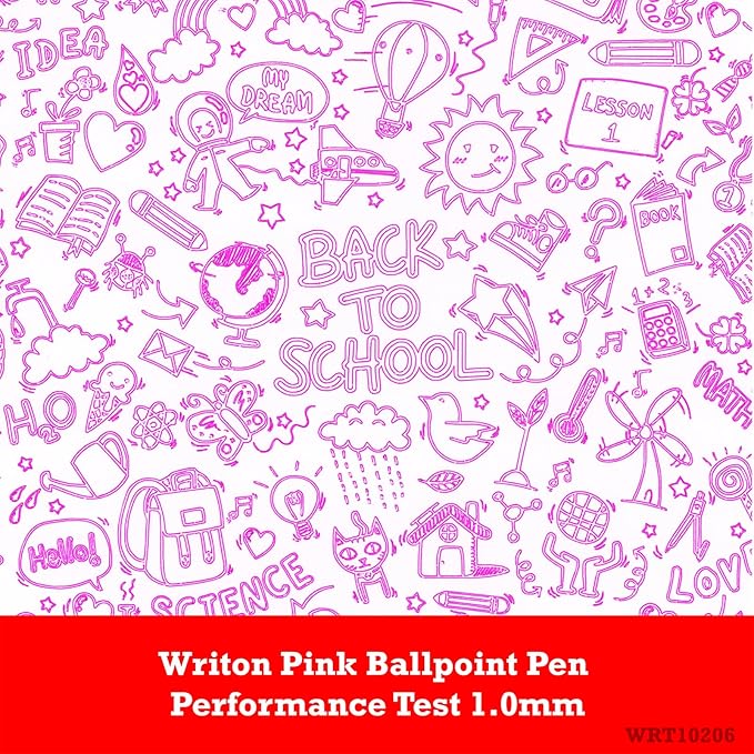 Writon Retractable Ballpoint Pens, Triangle Grip and Barrel, 1.0mm Medium Point, Pink Ink, 12 Pack