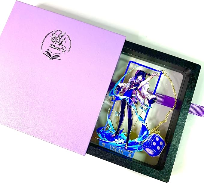 Metal Bookmarks - Genshin Impact Yelan Bookmarks with 3D Display Box - Ideal Birthday Gifts for Book Lovers