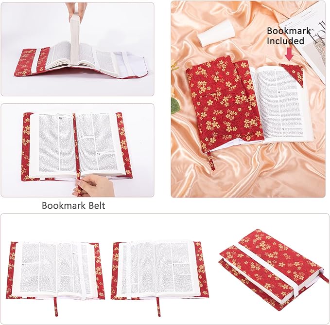 Book Covers with Corner Bookmark - Fabric Dust Jackets for Books - Book Protector for Book Lovers - Book Covers for for Paperbacks,Hardcover,Bibles - Soft Cover Book Sleeve for AA Books