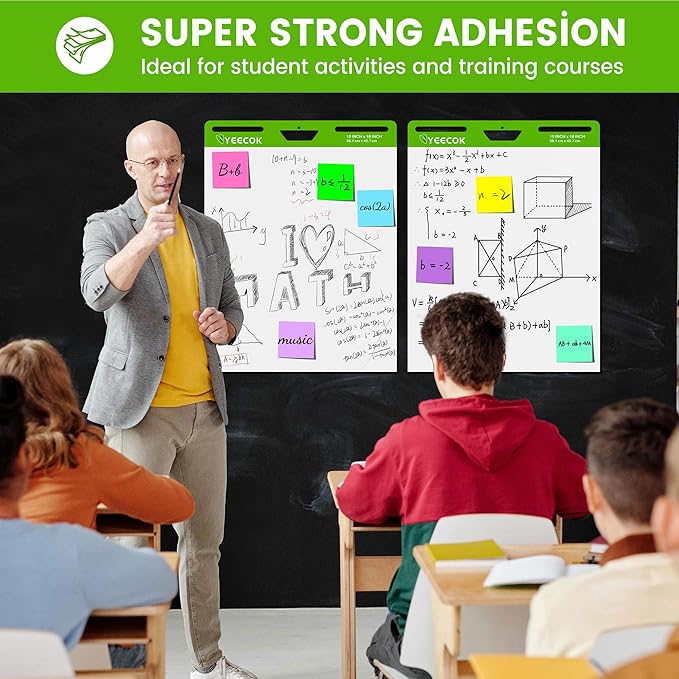 Self-Stick Mini Easel Pad 15 in x 18 in, 30 Sheets/Pad, 4 Pads/Pack, Sticky Flip Chart Paper for Teachers, Super Sticking Power & Bleed-Resistant