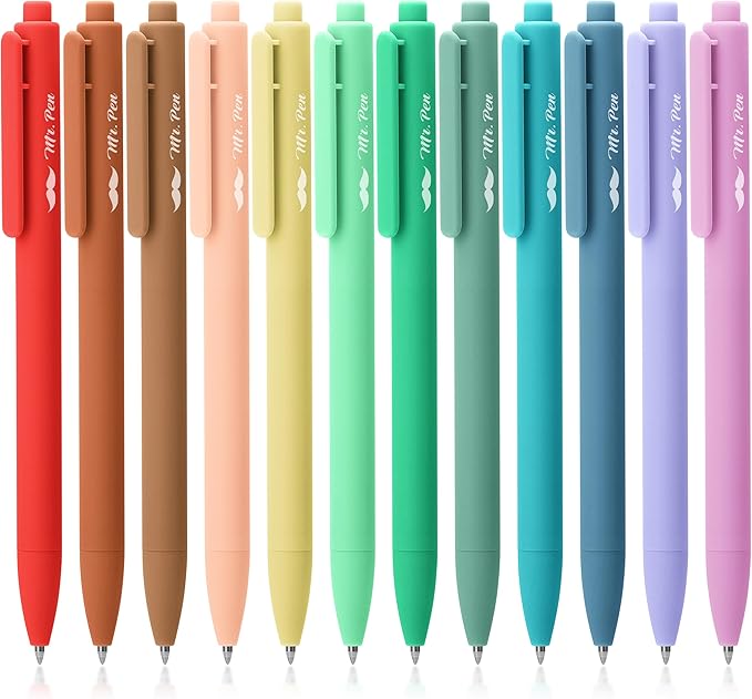 Mr. Pen- Retractable Gel Pen Pack, Assorted Colors, Fast Dry, Fine Point 0.7mm, Retractable, Cute Journaling Pens