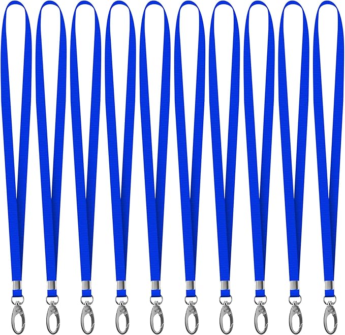 10 Pack Lanyards for ID Badges, Cruise Ship Cards, Keys, Keychain, Long-lasting Neck lanyard Strap with Clasp, Cruise Badge Key Lanyards for Men, Women, Teachers, Kids (Bright Blue)