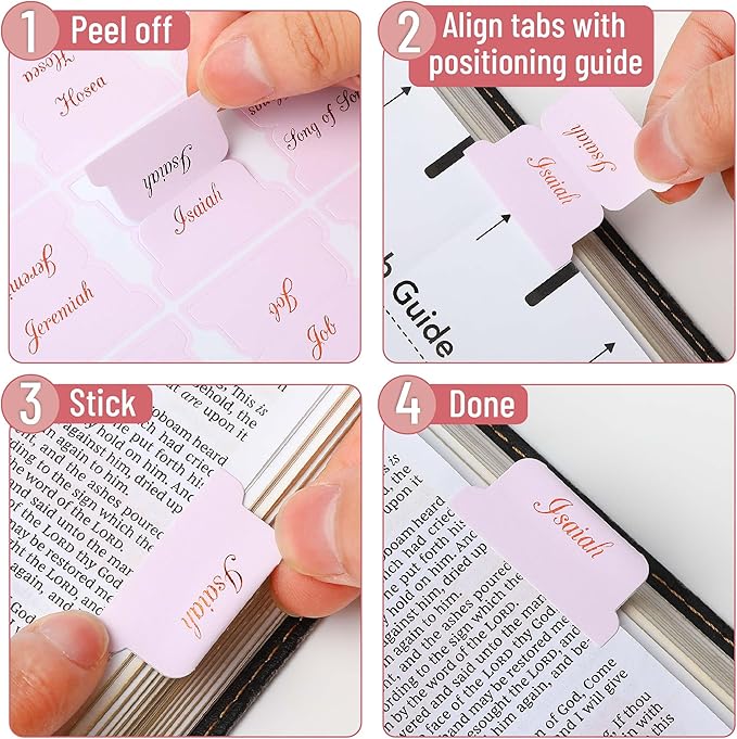 Mr. Pen- Bible Tabs, 75 Tabs, Baby Pink, Bronze Foil Embossed Lettering, Laminated Bible Tabs for Women and Men, Bible Tabs for Study Bible Index Tabs, Bible Book Tabs, Bible Labels Tabs