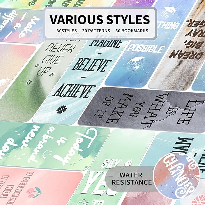 Bookmark, Bookmarks for Adults, 60 PCS, Book Markers for Reading, Teacher Bookmark, Inspirational Bookmarks, Aesthetic Bookmark, Planner Bookmark, Paper Bookmarks, Book Marker, Bookmarks for Women