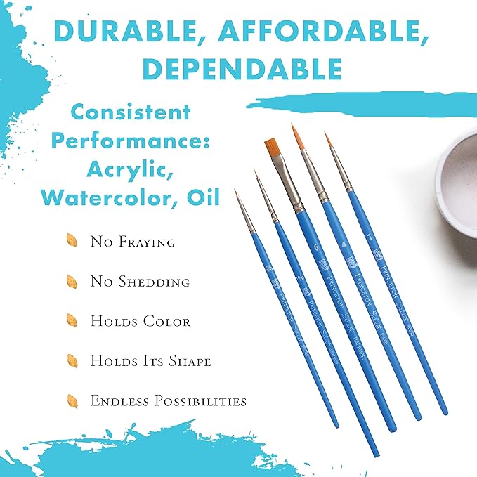 Princeton Select Artiste Paintbrush, 15-5 Brush Set, Blue