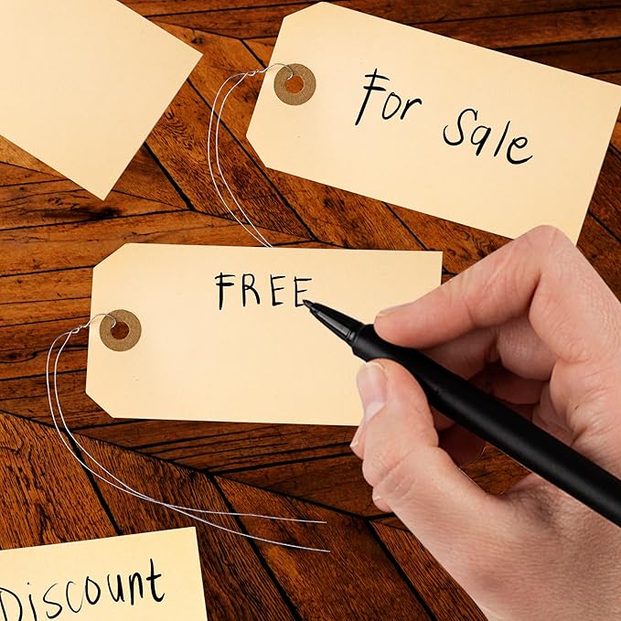 Perco Manila Shipping Tags No 5 4 3/4" x 2 3/8 in (12 x 6 cm) with Metal Wire Pack of 500 (12 x 6 cm)