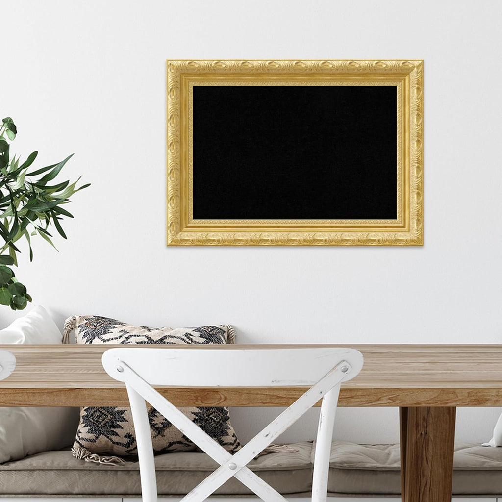 Amanti Art Black Cork Board for Wall, 16x22 Vision Board with Gold Wood Frame, Small Corkboard Office Decor for Home Organization, Traditional Corkboard Pinboard to Display Items for Home