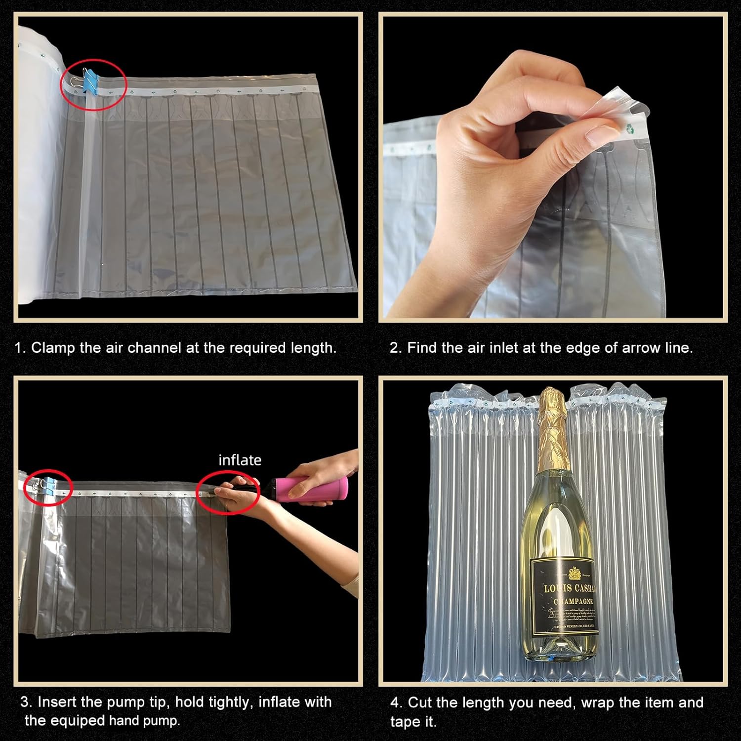 Bubble Cushioning Wrap Roll for Packing 12"x328' Inflatable Bottle Shipping Package Large Air Pillows for Shipping & Moving Heavy Duty Space-saving Packing Material for Fragile Items, 55um