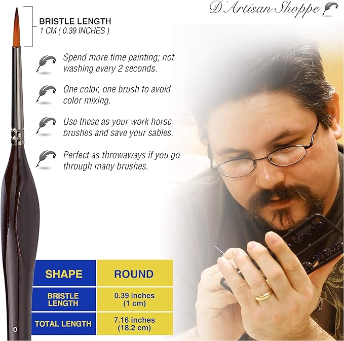 Model Paint Brush Set Miniature. Fine Detail Hobby Painting Brush 4pc Size 0 Paintbrushes for Art Watercolor Acrylics Oil Warhammer Paint Set. Nail Airplanes Art Craft Game DND Miniatures Figurines