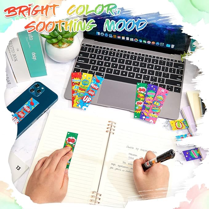 36 Pieces Anxiety Sensory Stickers Cute Fidget Textured Strips Toys Anti Stress Tactile Rough Sensory Calm Textured Strips Adhesives Anxiety Relief for Adults Teens Desk Classroom (Hero Style)