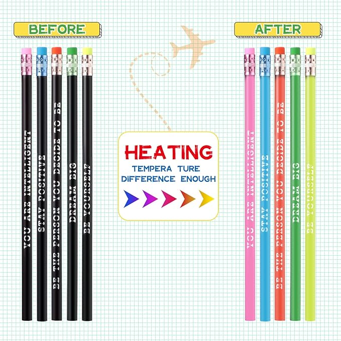 Epakh 100 Pcs Inspirational Pencils Color Changing Pencils Bulk with Eraser HB Wooden Pens Gift for Kids Students Classroom Christmas Party(Black,Classic Style)