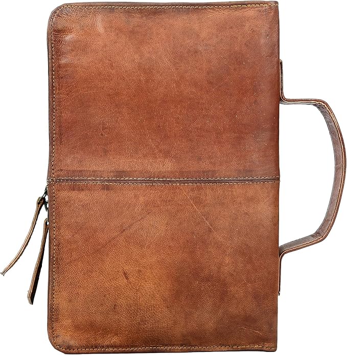 Leather Bible Cover Book Cover Planner Cover with Handle and Back Pocket (Small)