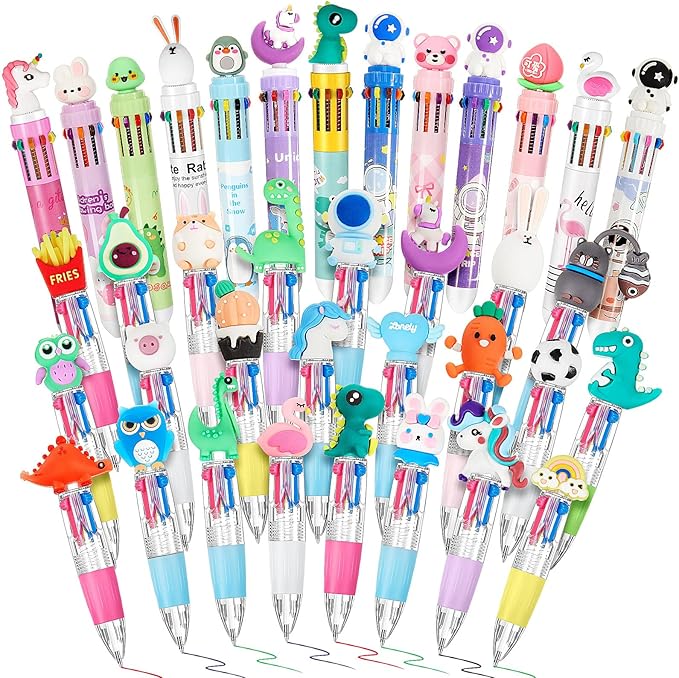 36 Pcs Multicolor Pen in One Include 4 In1 and 10 in 1 Colored Cute Pens Retractable Cartoon Ballpoint for Valentine‘s Day Birthdays Office Gifts (Cute)