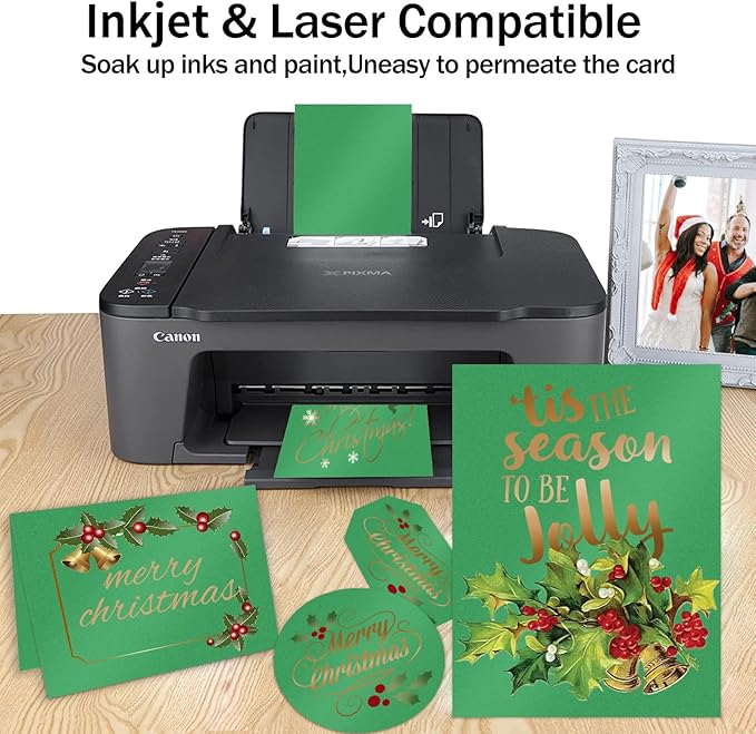 Green Shimmer Cardstock 8.5 x 11 Green Paper, Goefun 24 Sheets 80lb Card Stock Printer Paper for Christmas, Invitations, Certificates, Crafts, Card Making