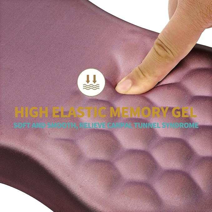 Hokafenle Ergonomic Mouse Pad Wrist Support with Massage Design, Wrist Rest Pain Relief Mousepad with Memory Foam&Non-Slip PU Base, Mouse Pads for Wireless Mouse & Desk (12x8 inch,Dark Pink)