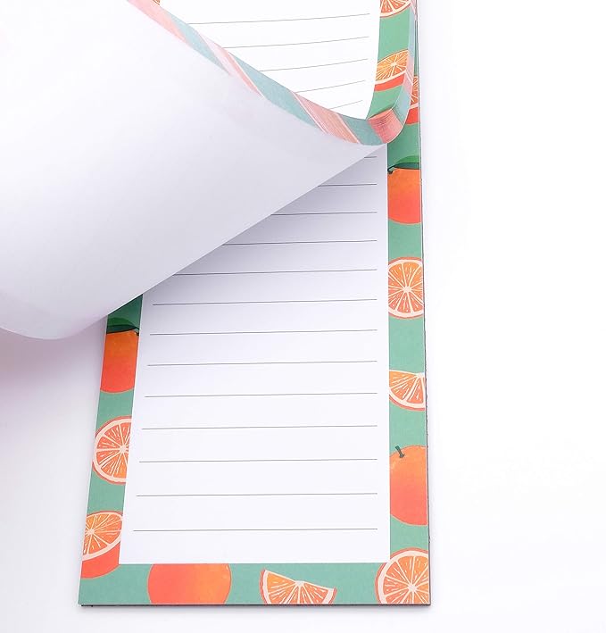 8 Magnetic Notepads – Notepads for Grocery List, Shopping List, To-Do List, Reminders -Strong Magnetic Back- Memo Notepad with Realistic Fruit Designs | 25 Sheets per Pad 7.5 x 3.5 inch (8 Pack)
