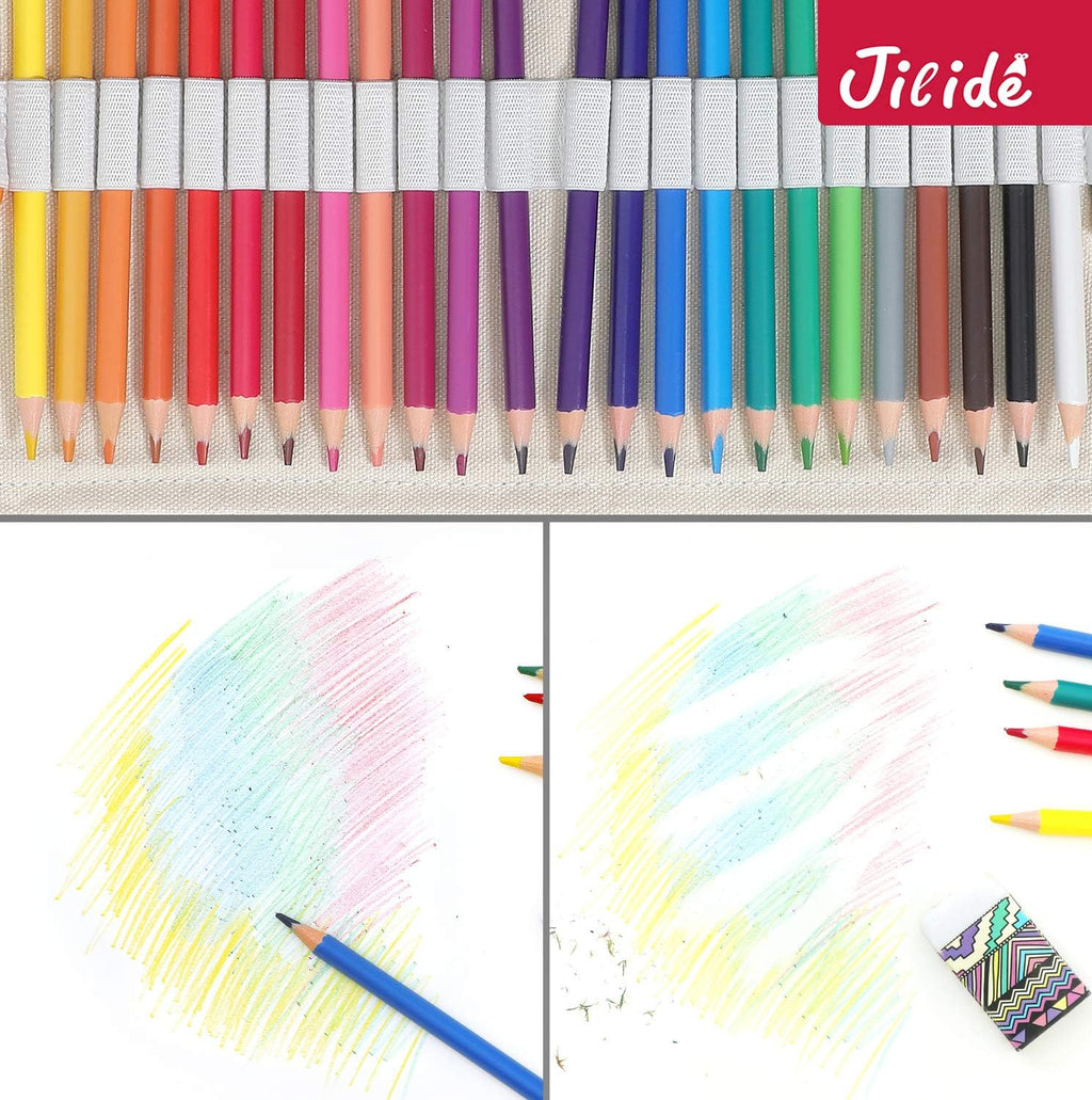 Erasable Colored Pencils Set for Adults and Kids 24 Count Coloring Pencils for Drawing, Sketching, Adult Coloring Books with Eraser, Sharpener, Canvas Pencil Roll Wrap