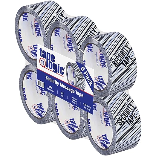 Aviditi Tape Logic Security Packing Tape Printed with, "Security Tape", 2 Inch x 110 Yards, 2.5 Mil Thick, for Identification of Tampered Packages (6 Rolls)
