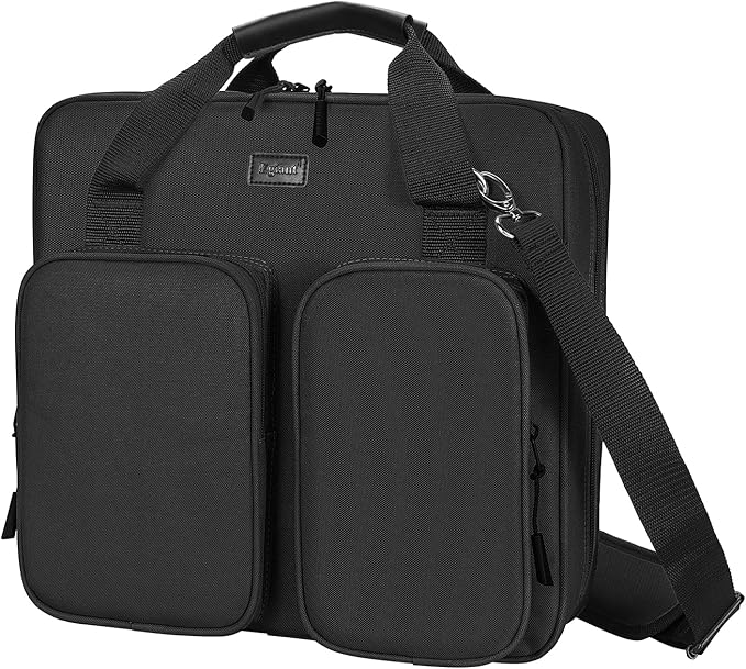 3 Inch 3 Ring Zipper Binder with Shoulder Strap & Handle & Multi-Pocket - 3" Binder with Zipper for School, Compatible with 13-Inch MacBook/Tablet -Patent Design Black