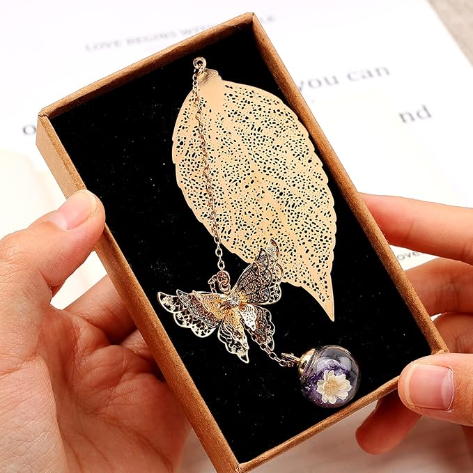 Toirxarn Gold Bookmark with Butterfly Charm - Elegant Bookmarks for Women, Book Lovers Gifts, Book Marker for Reading, Teacher Appreciation Gifts, Unique Birthday Gifts, Stocking Stuffers