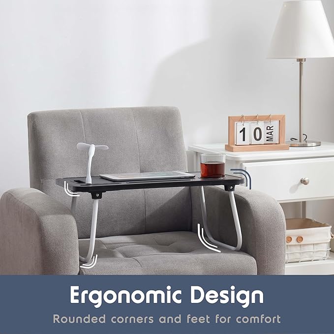 Nestl Lap Desk for Laptop - Foldable Laptop Desk for Bed and Couch, Portable and Lightweight Laptop Stand for Bed Breakfast, Working, Reading, and Writing, Lap Table with USB Ports, Small Laptop Tray