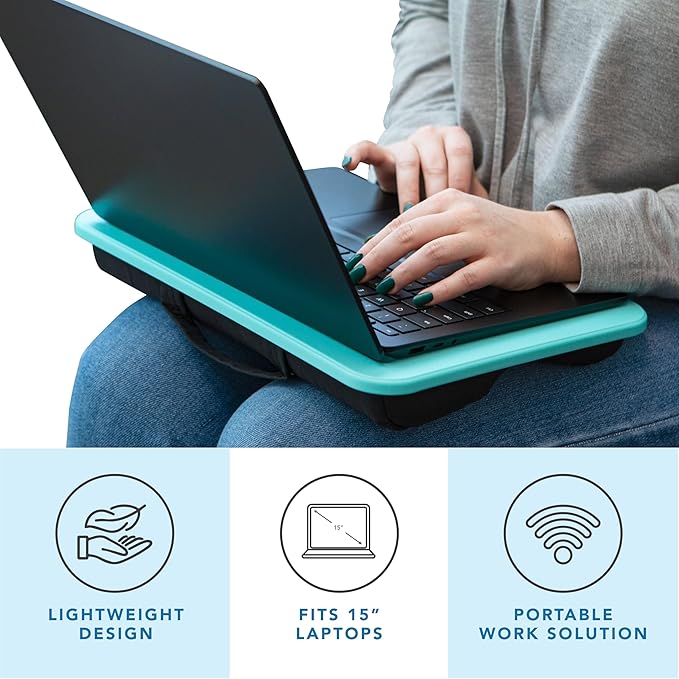 LAPGEAR Compact Lap Desk - Aqua Sky - Fits up to 15 Inch Laptops - Pack of 12 - Style No. 43009