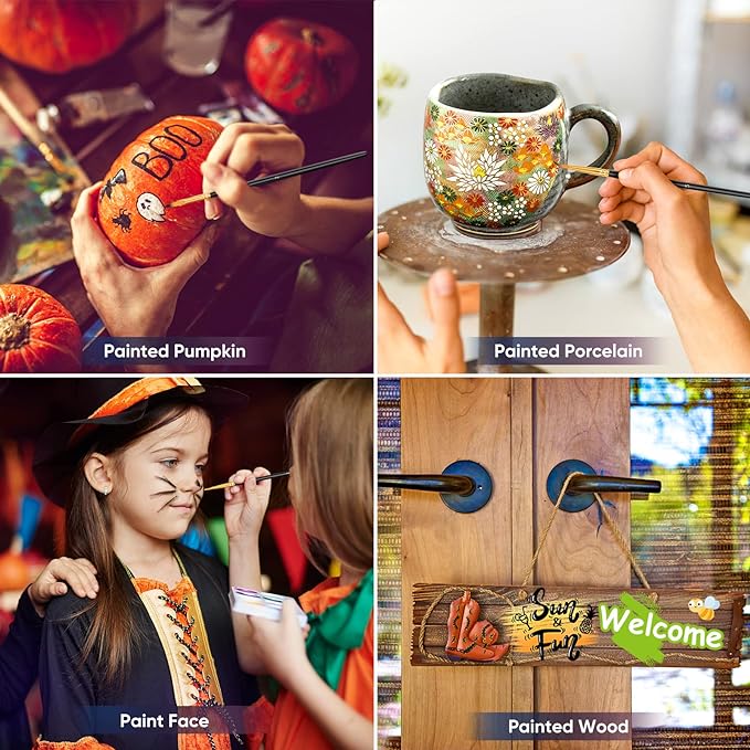 Paint Brushes Set, 20 Pcs Paint Brushes for Acrylic Painting, Oil Watercolor Acrylic Paint Brush, Artist Paintbrushes for Body Face Rock Canvas, Kids Adult Drawing Arts Crafts Supplies, Blue+Black