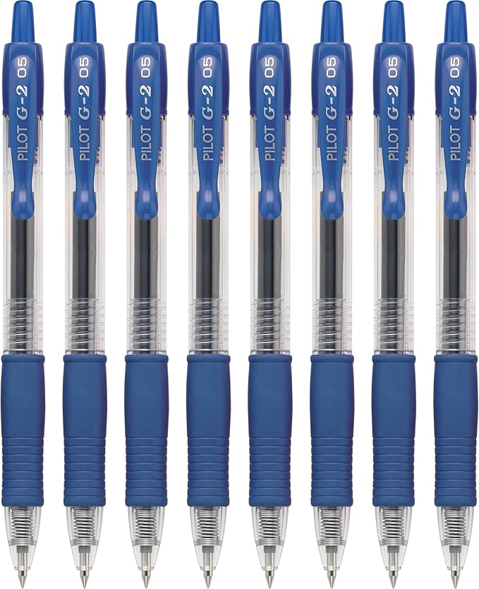 Pilot, G2 Premium Gel Roller Pens, Extra Fine Point 0.5 mm, Pack of 8, Blue