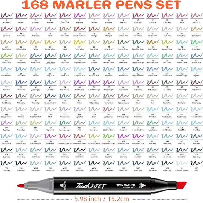Alcohol Markers, 168 Colors Dual Tip Art Markers, Drawing Markers, Coloring Marker for Kids Sketching Adult Coloring