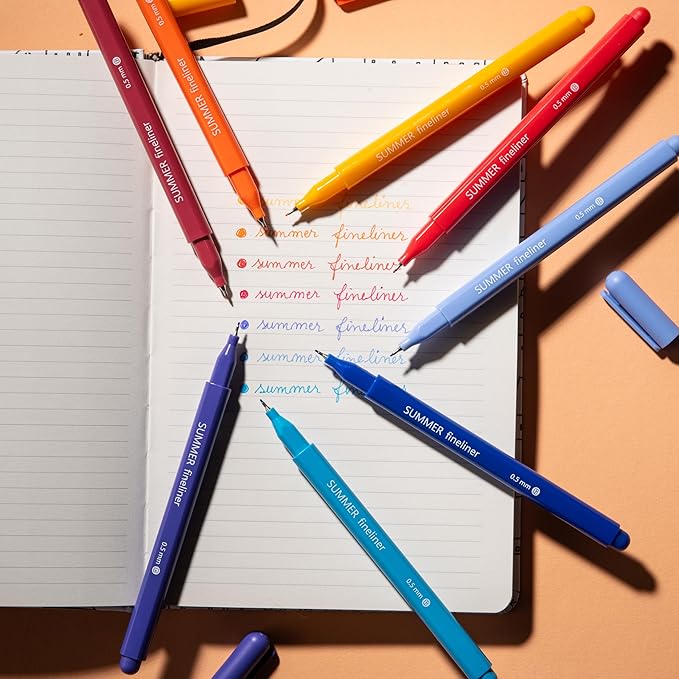 DIVERSEBEE Fine Tip Pens, 8 Bible Pens No Bleed Through, Assorted Fine Point Pens for Journaling, 0.5mm Fineliner Markers, Bible Study Journaling Supplies, Bible Accessories (Summer)