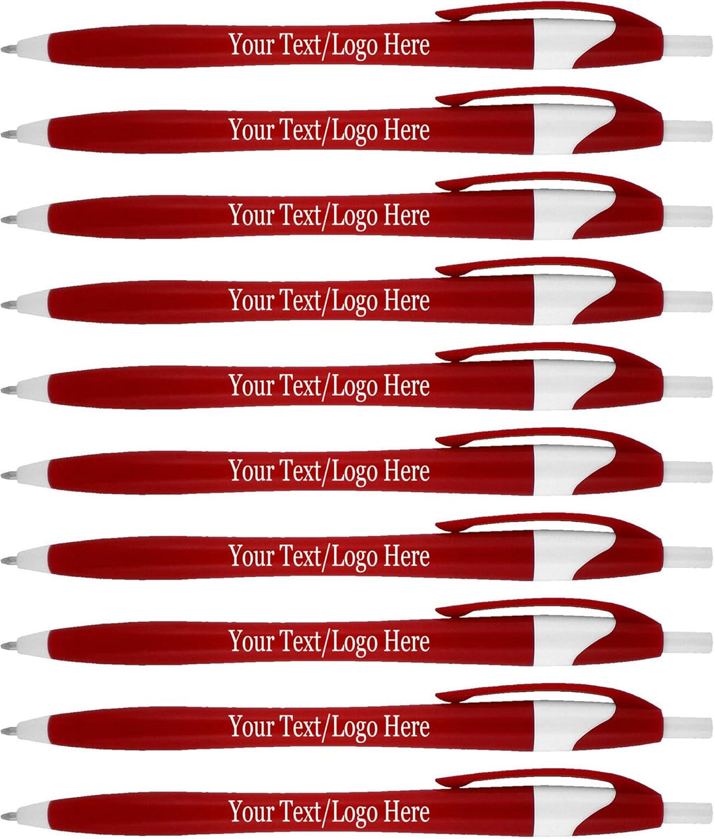 SyPen Personalized Pens With your Custom Logo or Text-500 Pack Bulk-for Businesses, Parties, and Events, Custom Printed Slim Ballpoint Click Pens, Red Barrel Color, Black Ink