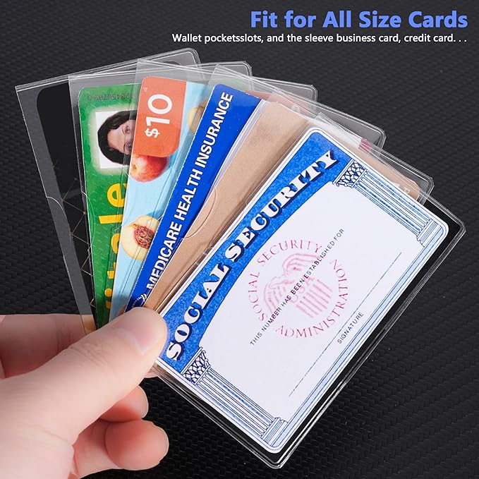 6 Pack Card Protector Social Security, Medicare, Credit & Driver's License Sleeve 3.8x2.32in