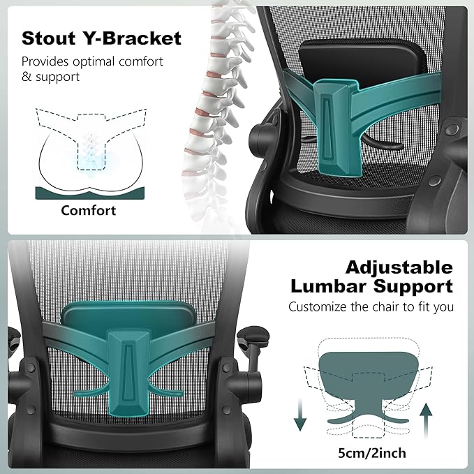 FelixKing Drafting Chair Ergonomic Tall Office Chair, Breathable Mesh Chair with Adjustable Footrest Ring Lumbar Support Flip-up Armrests, High Back Executive Comfy Task Computer Chair for Home Office