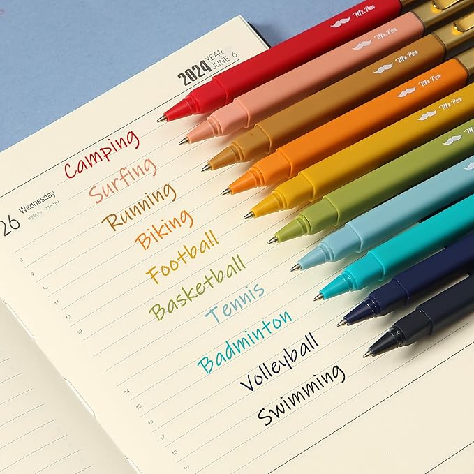 Mr. Pen- Aesthetic Pens, 10 Pack, Vintage Color Ink, Fast Dry, No Smear Bible Pens No Bleed Through, 0.7mm Fine Point Pen, Ballpoint Pens Ballpoint, Fine Tip Pens for Note Taking, Pens Aesthetic