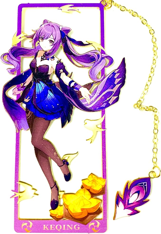 Metal Bookmarks - Genshin Impact KeQing Bookmarks with 3D Display Box - Perfect Birthday Gifts for Book Lovers