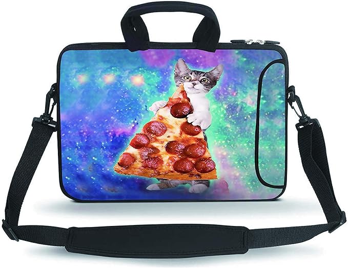 11 11.6 12 12.5 13 inches Case Laptop/Chromebook/Ultrabook/Notebook PC Messenger Bag Tablet Travel Case Neoprene Handle Sleeve with Shoulder Strap(Cute Cat)