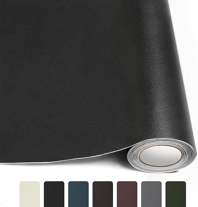 CHEIGHY Self Adhesive Leather Repair Patch for Furniture - 17x79 inch Leather Repair Kit for Couches, Sofa, Vinyl, Car Seats, Chairs, Shoes (Black)