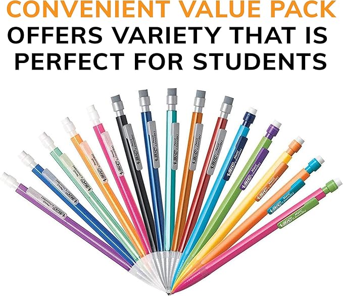 BIC Variety Pack, Assorted Sizes, 0.5mm, 0.7mm, 0.9mm, Refillable Design for Long-Lasting Use (Pack of 3, 180 Count Total)